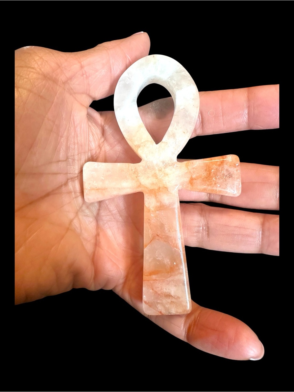 Fire Agate Quartz Crystal Ankh